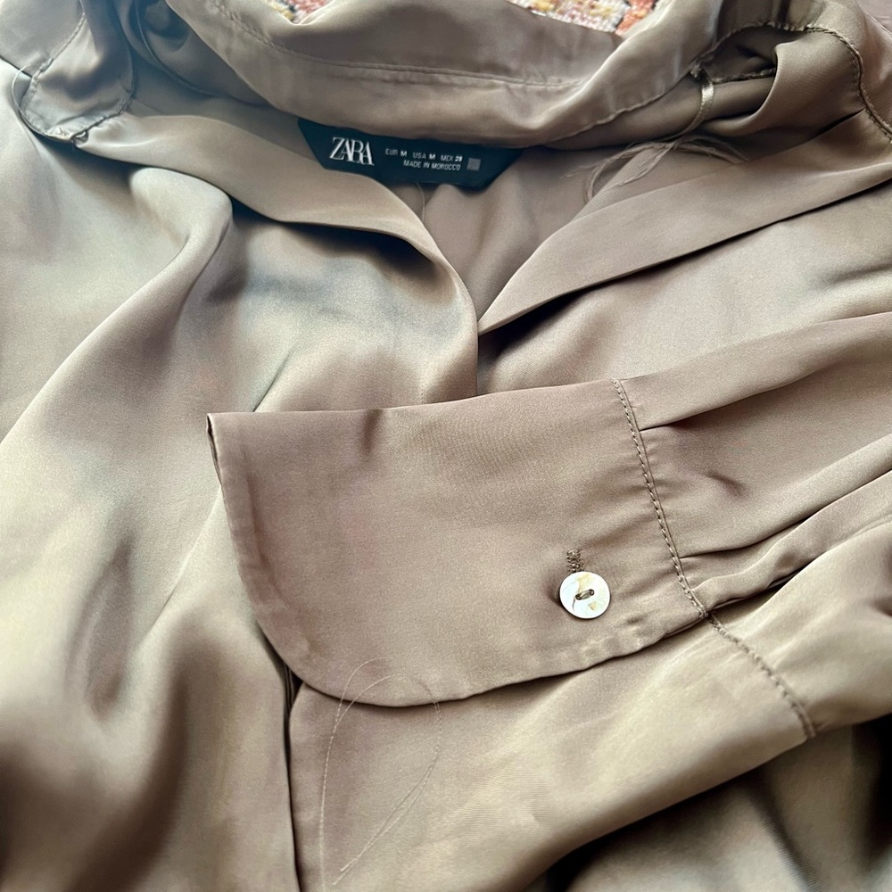 Zara Taupe Satin Shirt